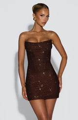 MIRABELLA MINI DRESS - PLUM BROWN