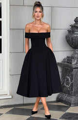 MIRANDA MIDI DRESS - BLACK