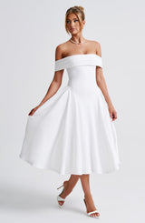 MIRANDA MIDI DRESS - IVORY