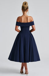 MIRANDA MIDI DRESS - NAVY