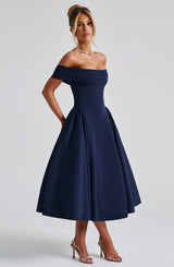 MIRANDA MIDI DRESS - NAVY