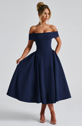 MIRANDA MIDI DRESS - NAVY