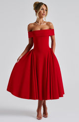 MIRANDA MIDI DRESS - RED
