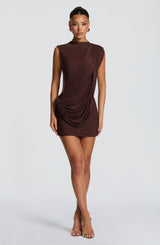 MIREYA MINI DRESS - PLUM BROWN