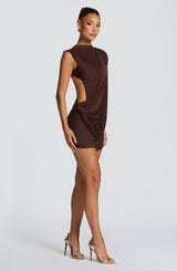 MIREYA MINI DRESS - PLUM BROWN