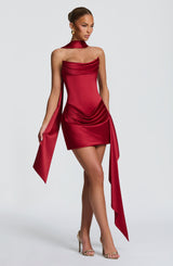 MONA MINI DRESS - DEEP RED