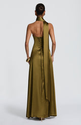 MORVEN MAXI DRESS - DEEP OLIVE