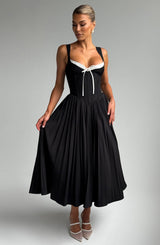 NATASSIA MIDI DRESS - BLACK/WHITE