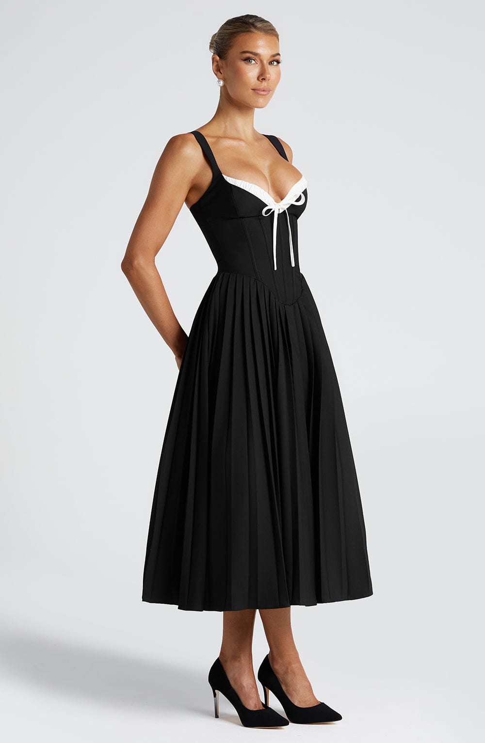 NATASSIA MIDI DRESS - BLACK/WHITE