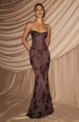 NEFERTITI MAXI DRESS - PLUM BROWN