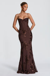NEFERTITI MAXI DRESS - PLUM BROWN
