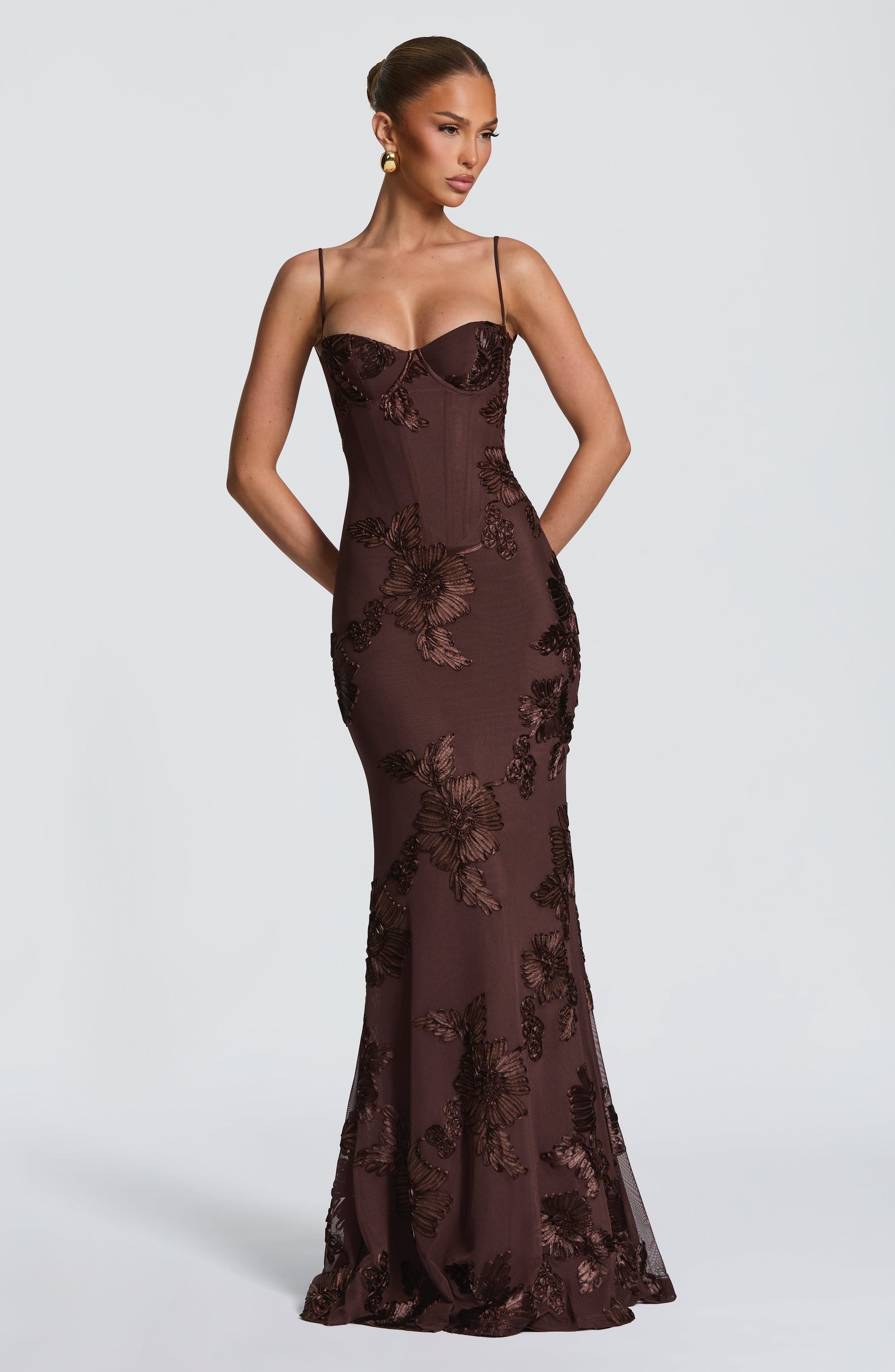 NEFERTITI MAXI DRESS - PLUM BROWN