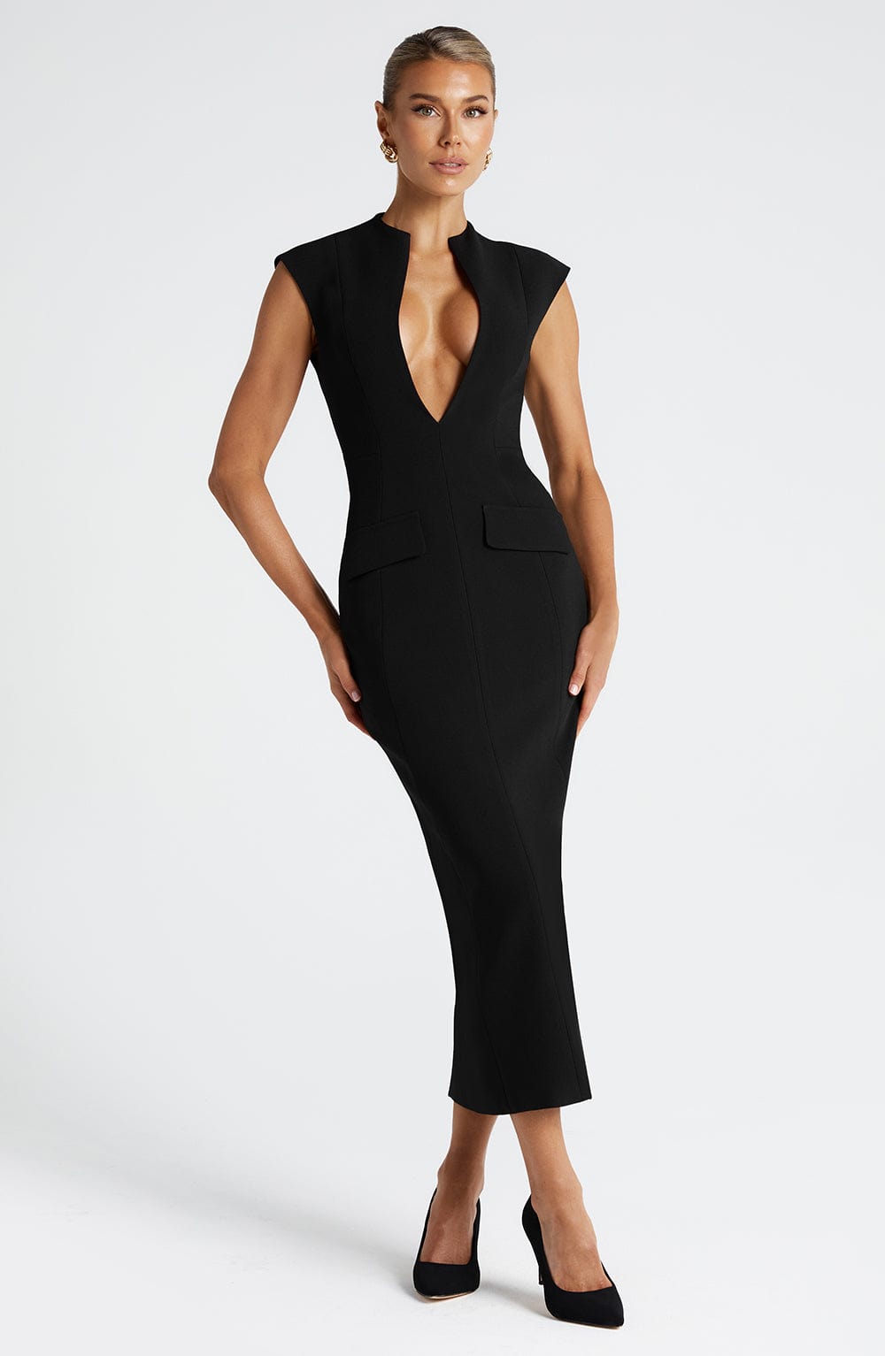 NELLIE MIDI DRESS - BLACK