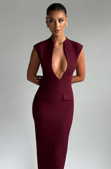 NELLIE MIDI DRESS - CHERRY LACQUER