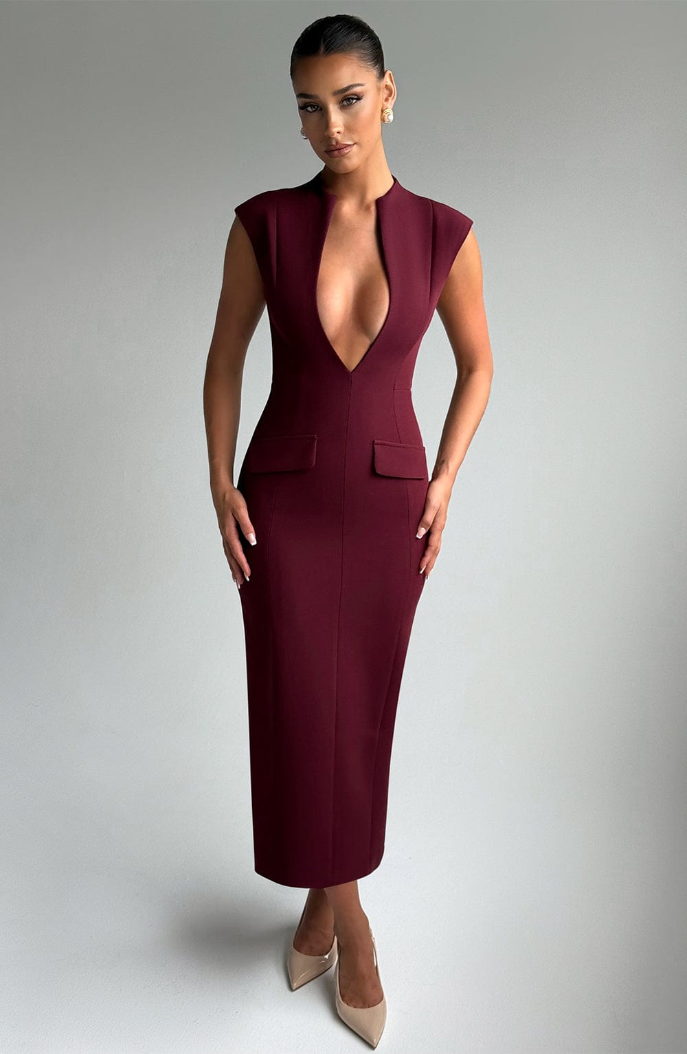 NELLIE MIDI DRESS - CHERRY LACQUER