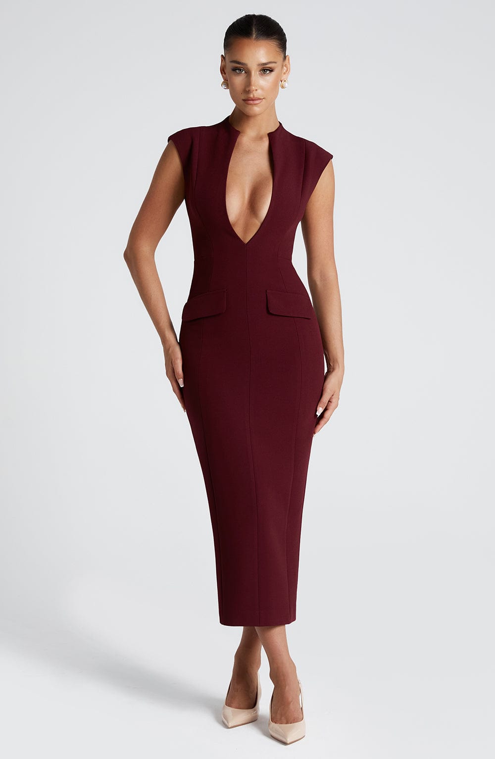 NELLIE MIDI DRESS - CHERRY LACQUER