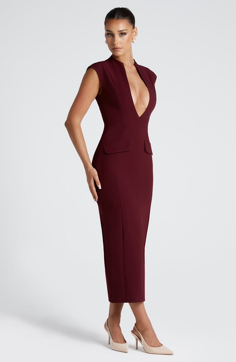 NELLIE MIDI DRESS - CHERRY LACQUER
