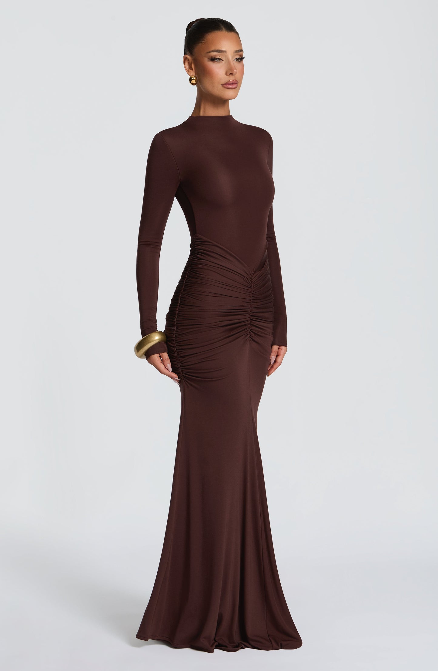 ORIANE MAXI DRESS - PLUM BROWN