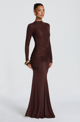 ORIANE MAXI DRESS - PLUM BROWN
