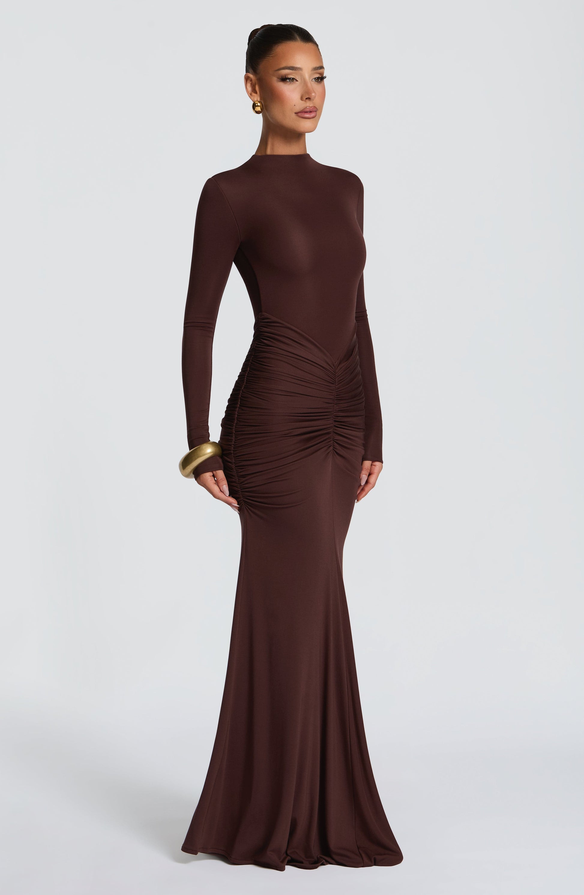 ORIANE MAXI DRESS - PLUM BROWN