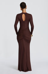 ORIANE MAXI DRESS - PLUM BROWN