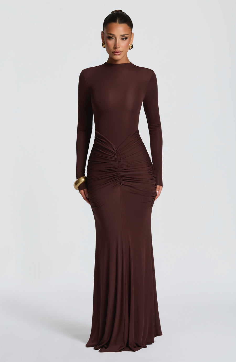 VESTIDO LARGO ORIANE - MARRÓN CIRUELA