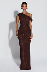 OTTILIE MAXI DRESS - PLUM BROWN