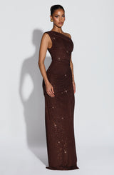 OTTILIE MAXI DRESS - PLUM BROWN