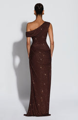 OTTILIE MAXI DRESS - PLUM BROWN