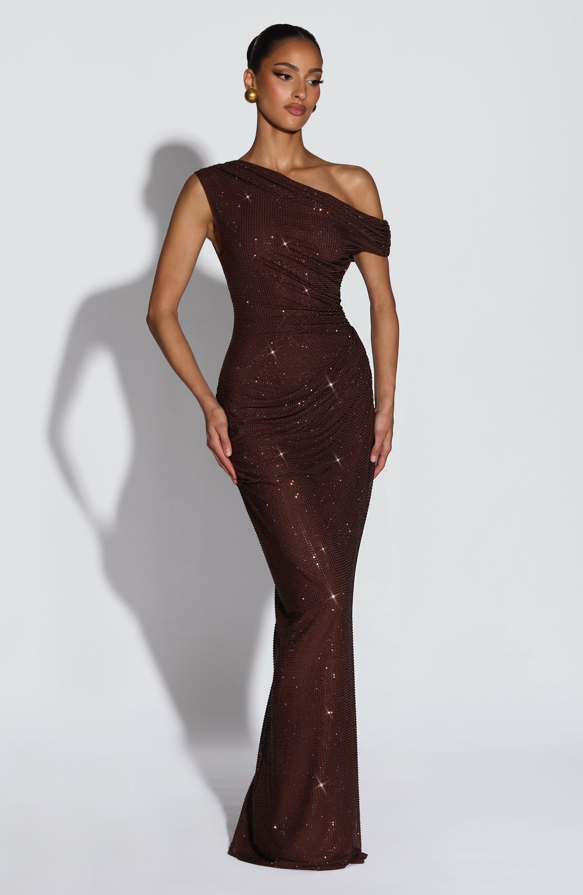 OTTILIE MAXI DRESS - PLUM BROWN