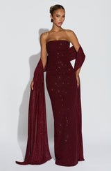 PANDRA MAXI DRESS - WINE SPARKLE