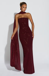 PANDRA MAXI DRESS - WINE SPARKLE