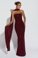 PANDRA MAXI DRESS - WINE SPARKLE