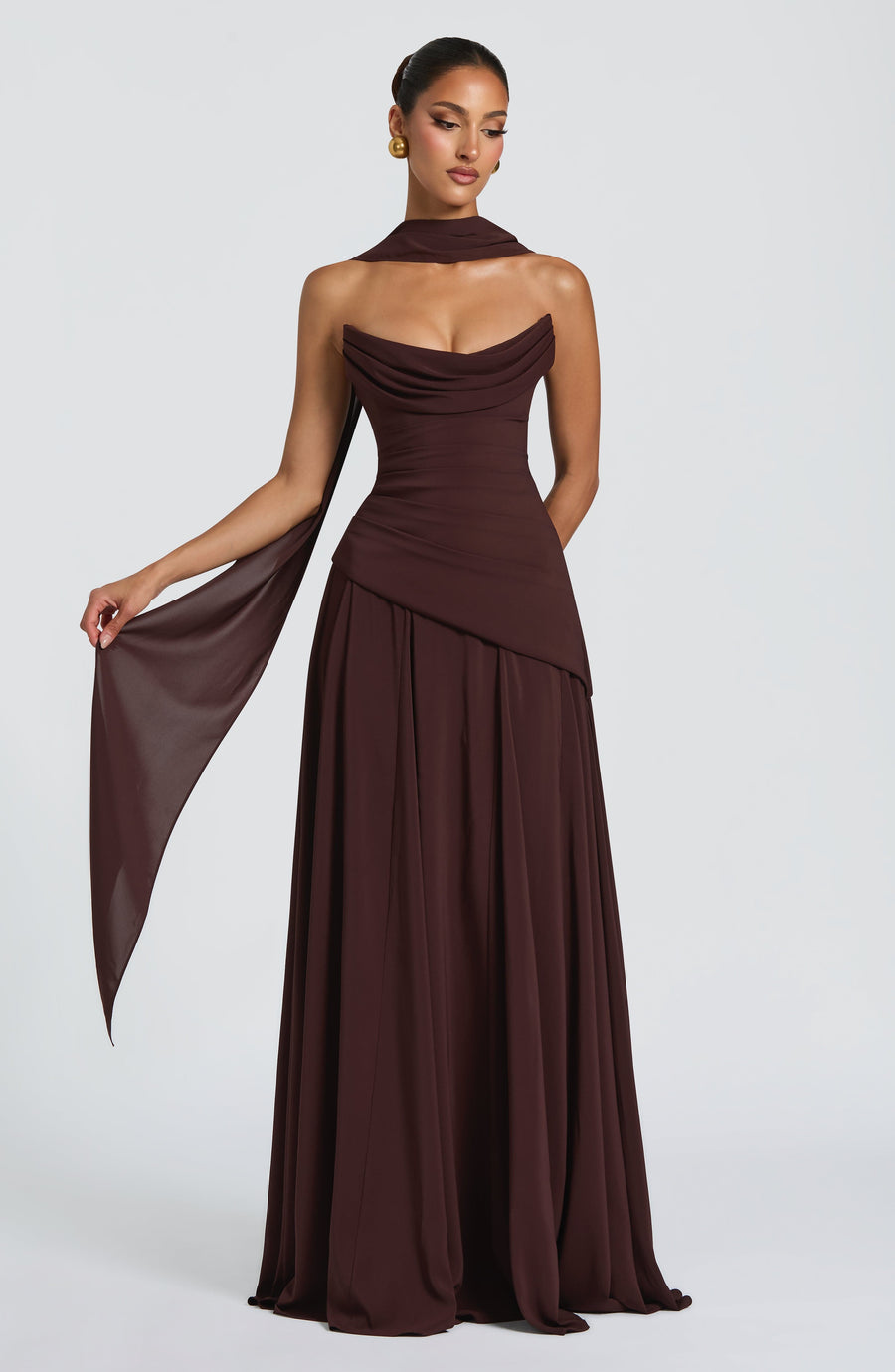 VESTIDO LARGO PATRICIA - MARRÓN CIRUELA