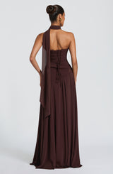 PATRICIA MAXI DRESS - PLUM BROWN