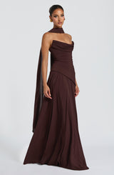 PATRICIA MAXI DRESS - PLUM BROWN