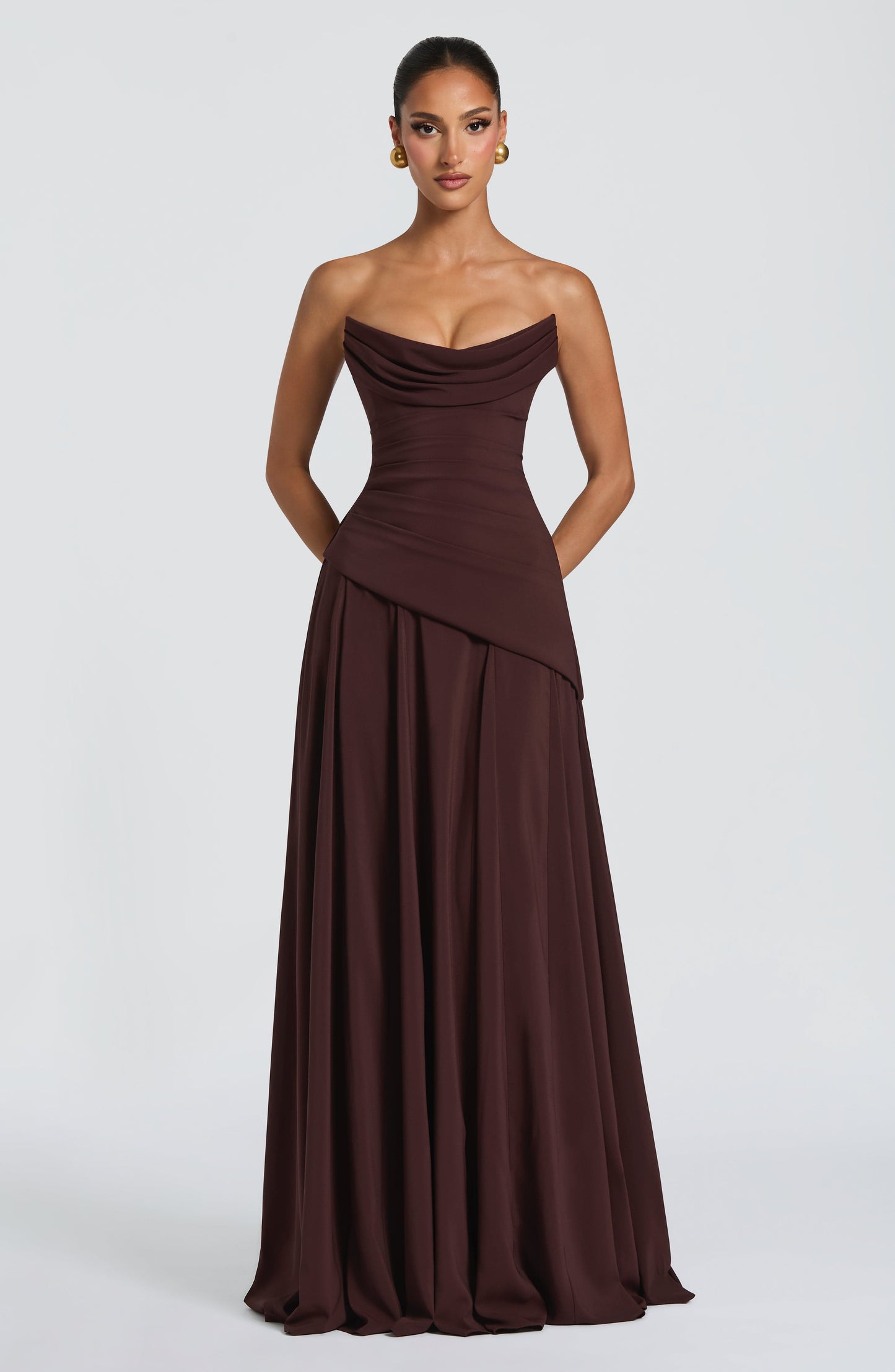 PATRICIA MAXI DRESS - PLUM BROWN