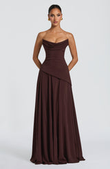 PATRICIA MAXI DRESS - PLUM BROWN