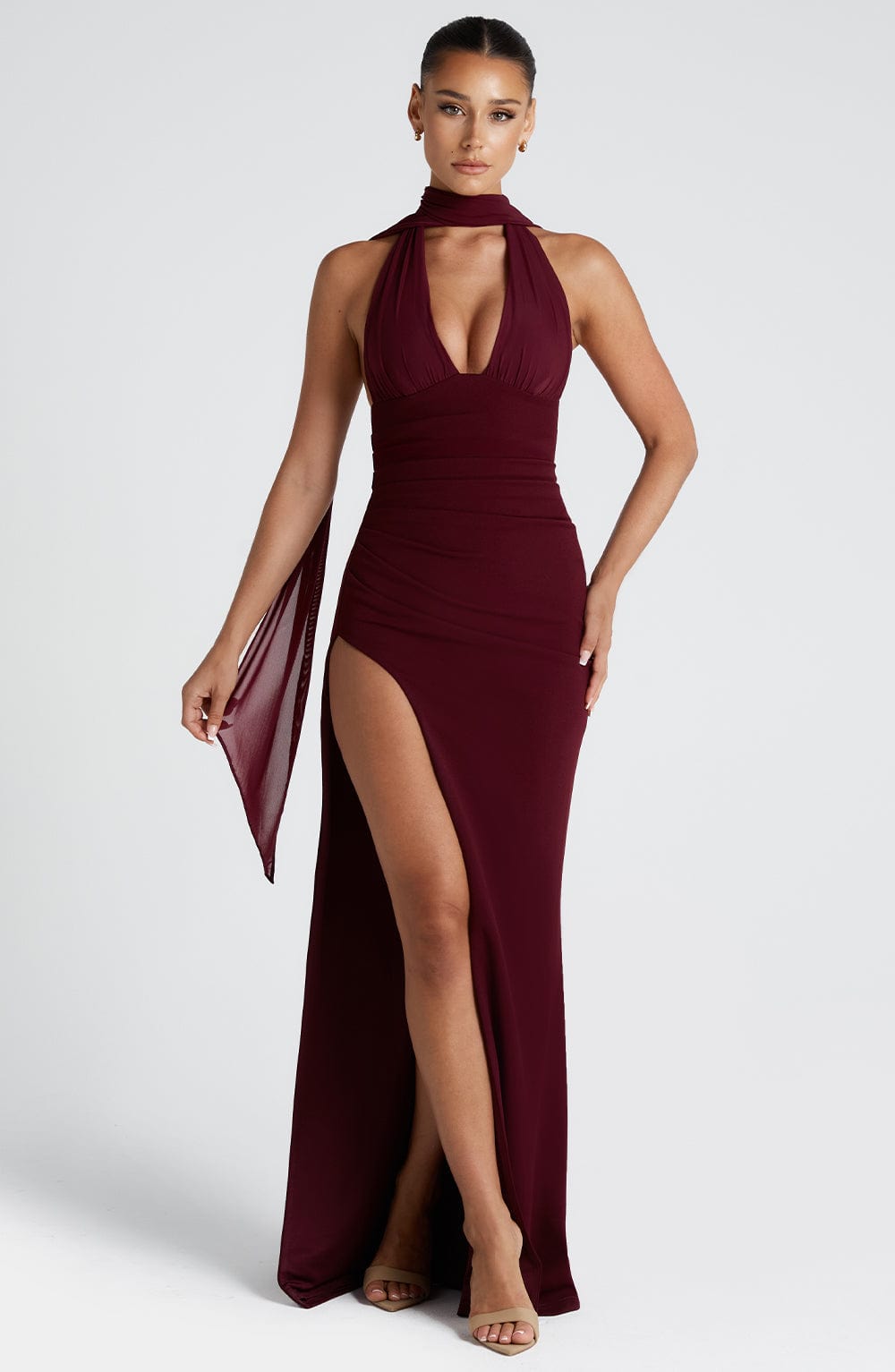 PAULINA MAXI DRESS - CHERRY LACQUER