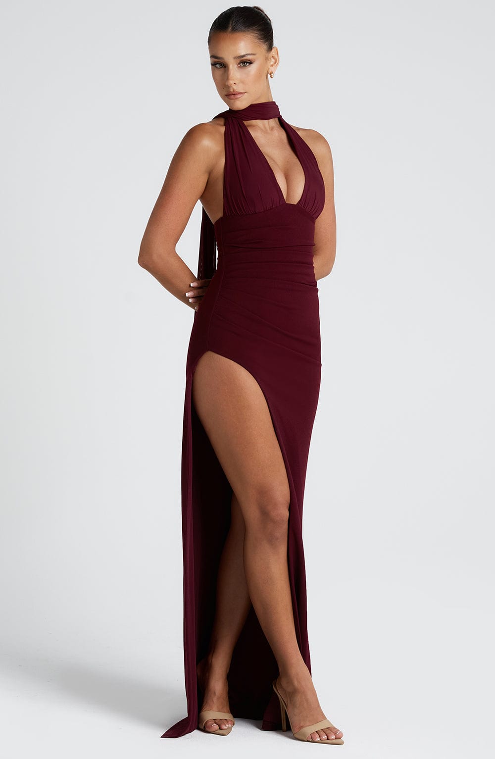 PAULINA MAXI DRESS - CHERRY LACQUER