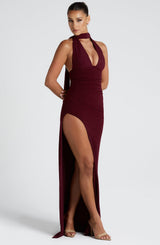 PAULINA MAXI DRESS - CHERRY LACQUER