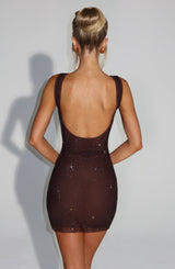 PETRA MINI DRESS - PLUM BROWN