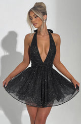 PIPPA MINI DRESS - BLACK SPARKLE