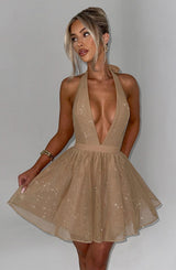 PIPPA MINI DRESS - GOLD SPARKLE