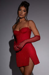 PIXIE MINI DRESS - RED SPARKLE