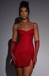 PIXIE MINI DRESS - RED SPARKLE