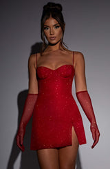 PIXIE MINI DRESS - RED SPARKLE