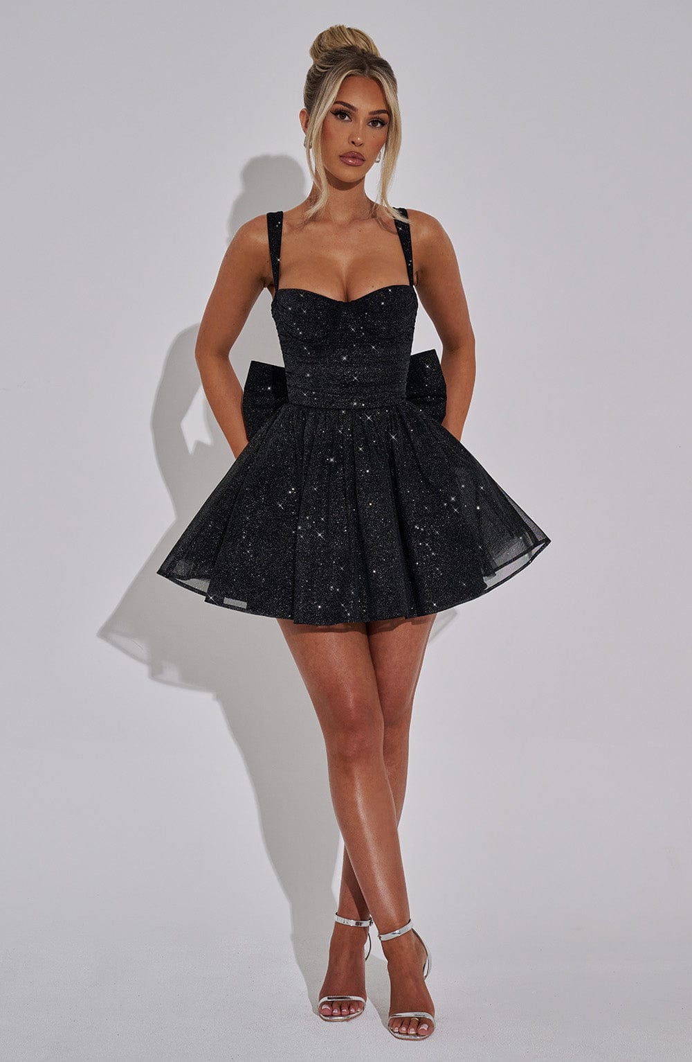 POLLY MINI DRESS - BLACK SPARKLE