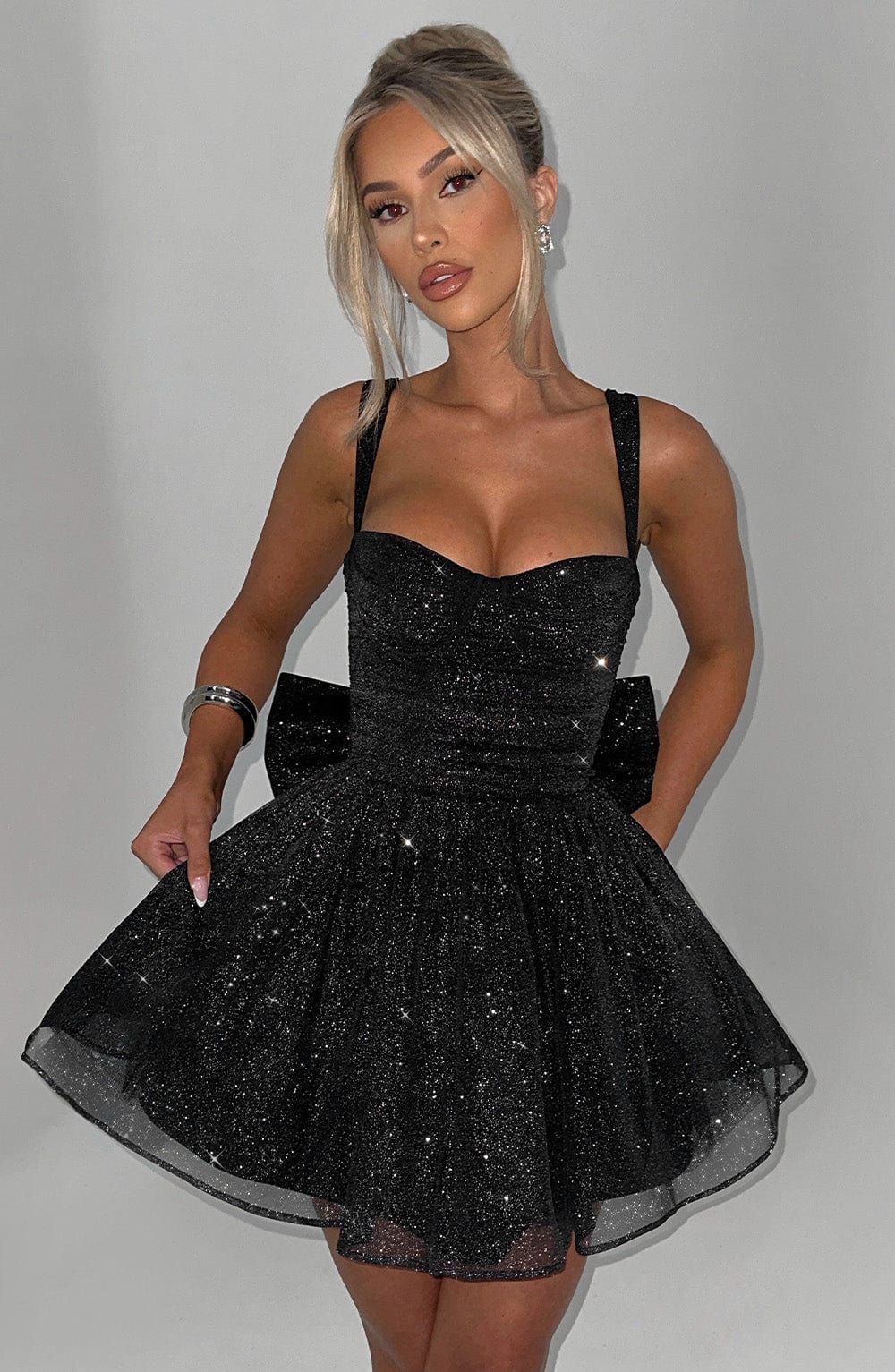 POLLY MINI DRESS - BLACK SPARKLE