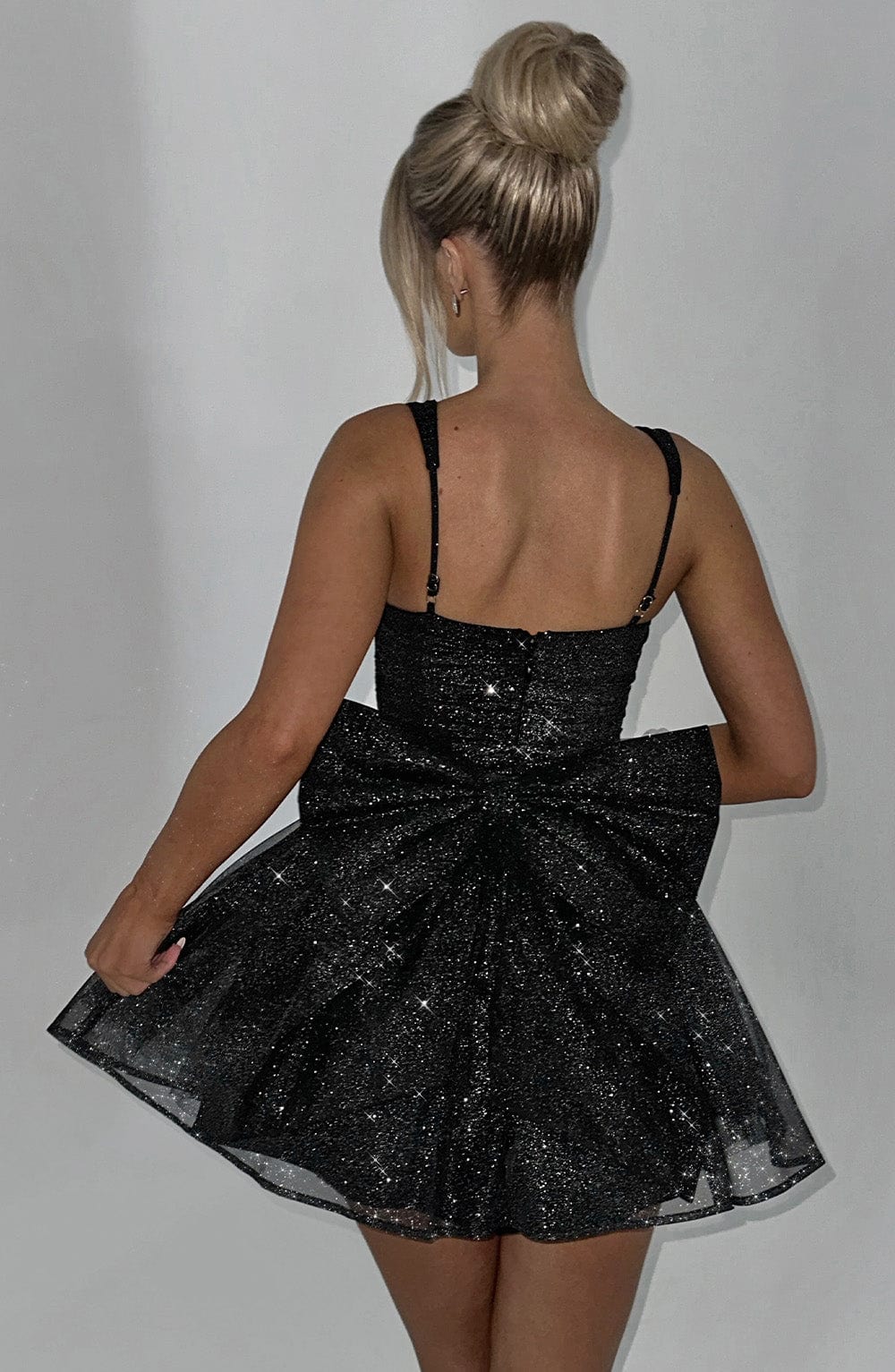 POLLY MINI DRESS - BLACK SPARKLE